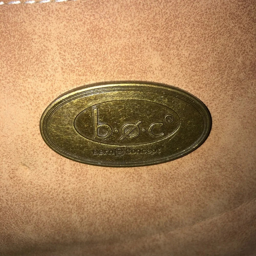 BOC SuedeLeather HandbagPurse BrownTan 2 Zip Openings No Shoulder Strap - Picture 2 of 11